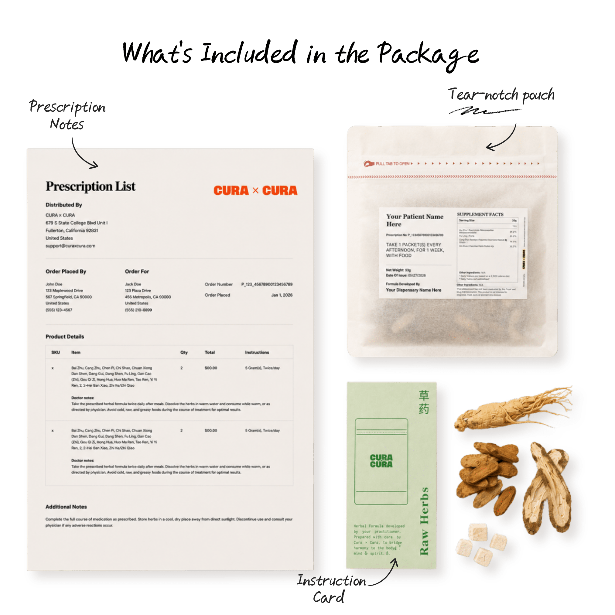 tcm raw herb bag cura cura